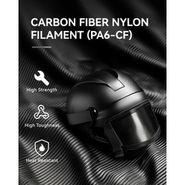 SUNLU 0.5KG PA6-CF Carbon Fiber Nylon Filament 1.75mm, Made of 80% PA Nylon and 20% Carbon Fibers, Stiff & Strong & Heat Resistant, for Industrial Parts, 3D Printer Filament, Black
