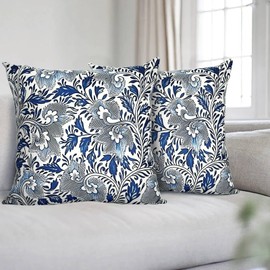 Musihy Decorative Cushion 40 x 40 cm, Set of 2 Cushion Covers, Blue, Paisley Pattern, Decorative Cushion Covers for Sofa Bed, Garden, Outdoor, Spring Decor, Dark Blue