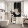 LIGHTINHOME Abstract Flower Shower Curtain 60Wx72H Inches Black Brown Tan