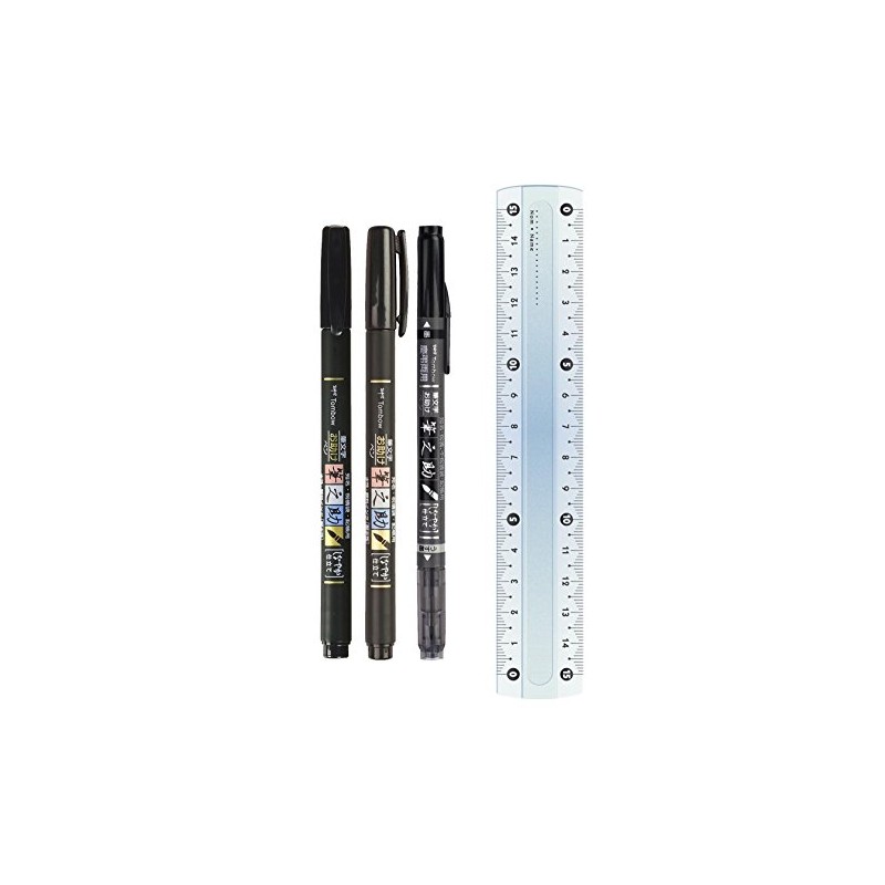 Tombow Brush Pen Fudenosuke Set of 3 Soft + Hard