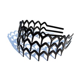 CeeGlow 3 Set Zig Zag Plastic Sharks Tooth Hair Comb Headband Hoop for Women Men, 90s Zigzag Headband Hair Accessories (Black, 5.5 inch)