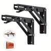 2-Pack Folding Shelf Brackets with 90° Lock & Press-to-Fold Design