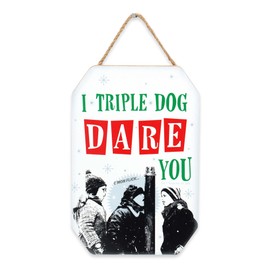 A Christmas Story I Triple Dog Dare You Hanging Wood Wall Decor - Funny Christmas Story Movie Sign