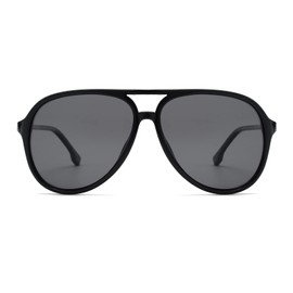 OUWEN Oversized Black Aviator Sunglasses Mens Womens, Polarized UV Protection Dark Sun Glasses OW2201A