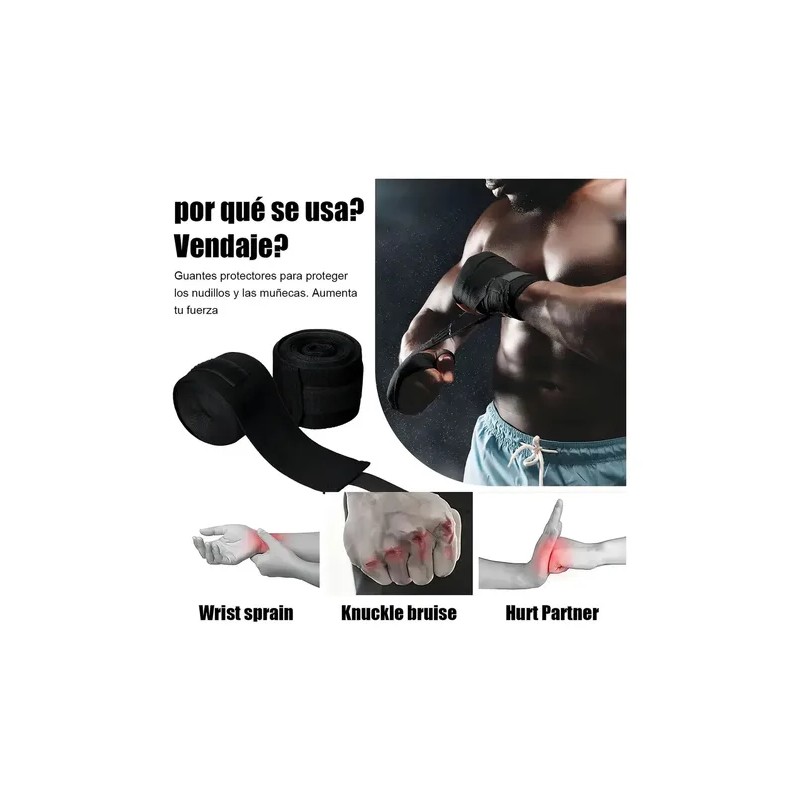 2 Piezas Vendas De Box Semielasticas De 5m Boxeo Vmim