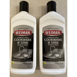 weiman (2) Weiman Stainless Steel Sink Cleaner and Polish - Non-abrasive 8 Oz TWO PACK