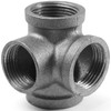 AGUTEA Right Angle Black Malleable Iron Tee Fitting 4-Way Side