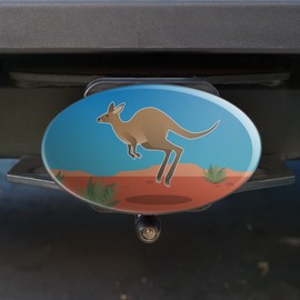 GRAPHICS & MORE Kangaroo Hopping in The Australian Outback Oval Tow Trailer Hitch Cover Plug Insert