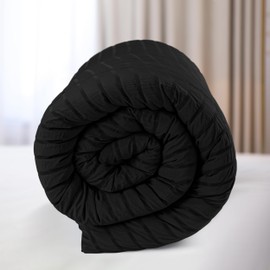 Utopia Bedding Seersucker Bed Linen 135 x 200 cm Set - Microfibre Polyester Duvet Cover 135 x 200 cm + 1 Pillowcase 80 x 80 cm - Black