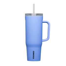 Corkcicle Cruiser Insulated Tumbler with Handle and Straw, Periwinkle, 40 oz – Reusable Water Bottle Keeps Beverages Cold for 20 Hours, Hot for 9 Hours – Cupholder Friendly