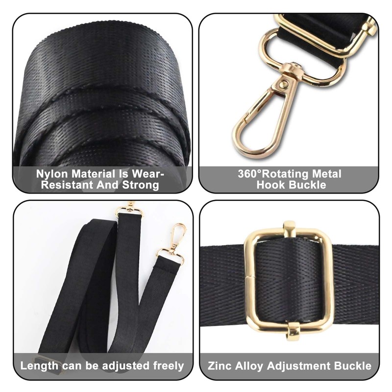 RAFIYU 2 Pcs Universal Replacement Shoulder Strap, 2.5cm Wide Black