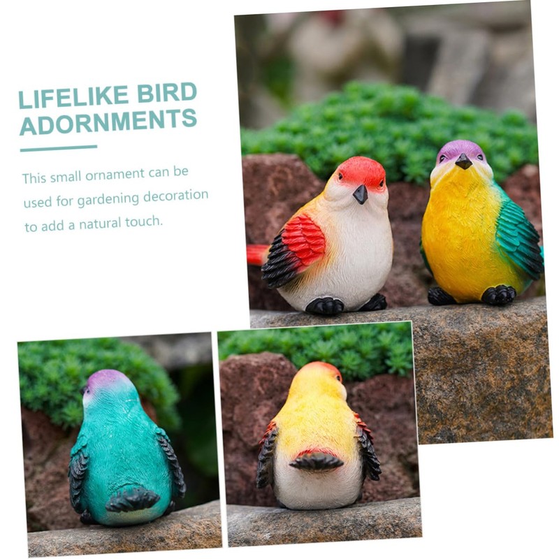 BESPORTBLE 2Pcs Vivid Resin Bird Figurines Realistic Garden Decorations for