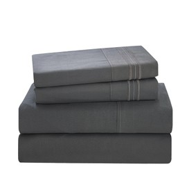 Full Size Bed Sheets Set, Grey Cooling Hypoallergenic Microfiber Double Bed Sheets, Soft Oeko-Tex Extra Deep Pocket Sheets & Pillowcases Wrinkle Free Bedsheets
