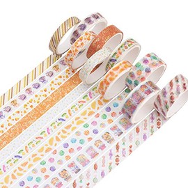YUBBAEX 10 Rolls Sparkling Washi Tape Set Skinny Gold Foil Decorative Masking Washi Tapes for Journal,Scrapbook, Planner, DIY Crafts (Candy Garden)
