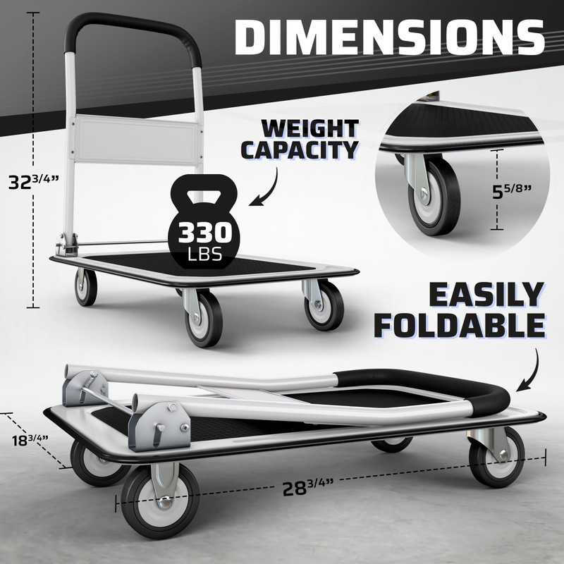 Heavy Duty Foldable Push Cart Dolly | 330 lbs. Capacity