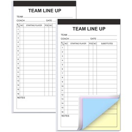 (2-Pack) Baseball/Softball Lineup Cards, 4 Part Carbonless, 32 Player Roster Line up Sheets for Coaches, Team, Sports, 4.5" x 8"