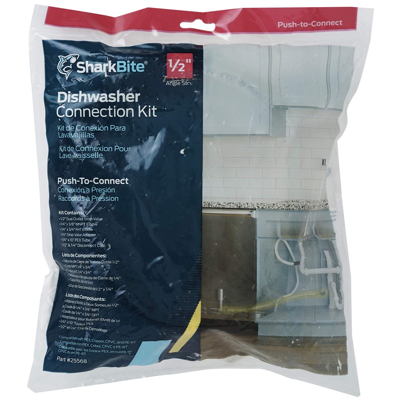SharkBite Dishwasher Connection Kit, Push to Connect Brass Plumbing Fittings,