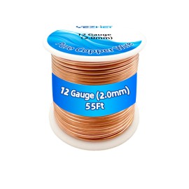 YEZHET 99.9% Solid Bare Copper Wire(12 Gauge, 2.05MM), Dead Soft, 1 Pound Spool Pure Copper Wire for Crafts, Electroculture Gardening, Jewelry Making
