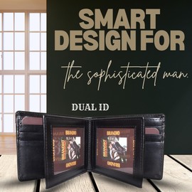 Generic - Genuine Leather Wallet for Men - RFID Protected - Brown - Modern Slim Bifold - Bi-Fold - Top Grain Leather - 3 Pockets, 9 Sections - Men's Wallet