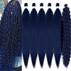 Dark Blue Braiding Hair Pre Stretched With Blue Boho Deep
