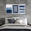 Blue Abstract Wall Art Canvas - Navy and White Framed