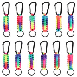 prota Lanyard Carabiner, Pack of 12 Key Ring Braided Lanyard Braided Lanyard Ring Hook Clip Key Rings for Men Women