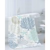 Turquoise Boho Bath Towels Set of 3, Blue Coral Tree
