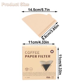 Litinliv Coffee Filter Paper, Pack of 200 V-shaped Coffee Paper Filters, Natural Disposable Cone Filter, Cone Coffee Paper Filter for Hand Filters Coffee Machines, Coffee Pot, Filter Cups (1-2 Cups)
