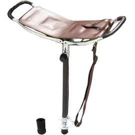 Adjustable Antique Brown Shooting Seat Folding Chairs | Very Durable Leather Seat | Lightweight Walking Stick | Hunting Equipment