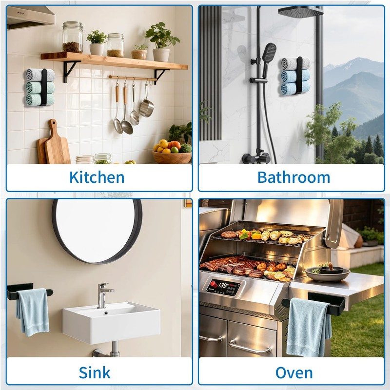 2 Pcs Hand Towel Holders,Stainless Steel Self Adhesive,8.7 in