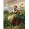 ART.COM Wall Giclee Print The Shepherdess, 1866 by Johann Baptist