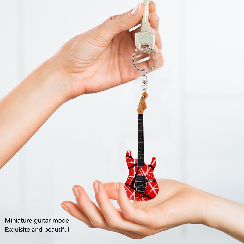 Guitar Keychain Portable Cute Mini Guitar Pendant Key Chain Ring