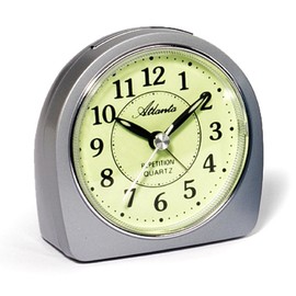 Atlanta Wecker Selbstleuchtendes Zifferblatt Ohne Ticken Quarz Silber - 1586-19