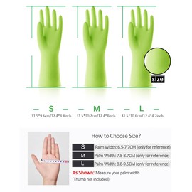 Alimat PluS 3 Colors Rubber Gloves, Washing up Gloves Without Liner, Reusable Cleaning Gloves Latex Free, Waterproof Kitchen Gloves for Laundry, Gardening (S)