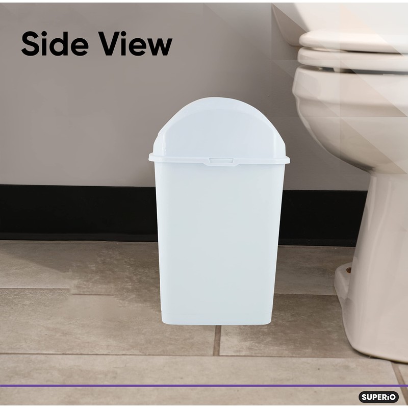 Superio Small 2.5 Gallon Plastic Trash Can with Swing Top