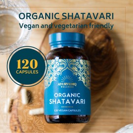 Ayurvediq Wellness, Organic Shatavari Capsules, 120 caps, Natural Supplement, Hormone Balance and Breastfeeding Booster, Herbal Ayurveda Supplements for a Healthier You, Gluten Free, Dairy Free, Vegan