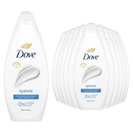 Dove Dove Body Wash 0% Sulfate SLES for Women Made with Naturally Derived Cleansers and Plant Based Moisturiseres Gently Cleanses for Softer and Smoother Skin, 225ml (12 Pack, Hydrate)