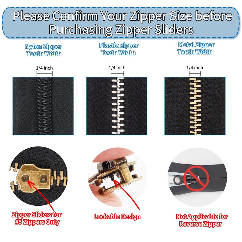 Domthent Zipper Repair Kit,#5 Zipper Pull Replacement,76pcs Fix a Zipper