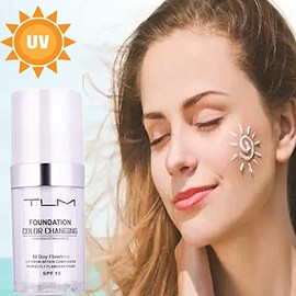 Funda para corrector TLM de 30 ml, color crema sin defectos, cambiante de color, base de maquillaje, cubierta líquida para rostro desnudo, corrector cambiante de tono de piel caliente, cubierta hidratante para mujeres y niñas (2 unidades)
