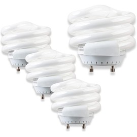 SLEEKLIGHTING 18Watt T2 Spiral 2 Prong Light Bulbs White - GU24 Base - 3500K UL Listed - 1170 Lumen Compact Fluorescent Light Bulbs - (4pack)