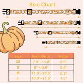 Faygarsle Orange Dog Collar with Pumpkin Leaf Patterns Cute Puppy Collar for Fall Autumn Seasons Dog Collar for Small Medium Large Dogs Stylish Dog Necklace for Male Female Boy Girl Dogs L
