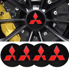 JD Auto 4pcs 56MM 2.2'' Emblem Badge Sticker Wheel Hub Caps Center Cover ABS Material (fit Mitsubishi Black)