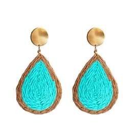 Bohemia Rattan Earrings for Women Statement Straw Sicker Teardrop Dangle Drop Earrings Heart Flower Geometric Boho Earrings, Metal Rattan, rattan