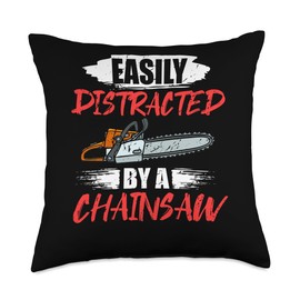 Chainsaw Electrics Tools Wood Woodwork Logging Lumberjack Throw Pillow, 18x18, Multicolor