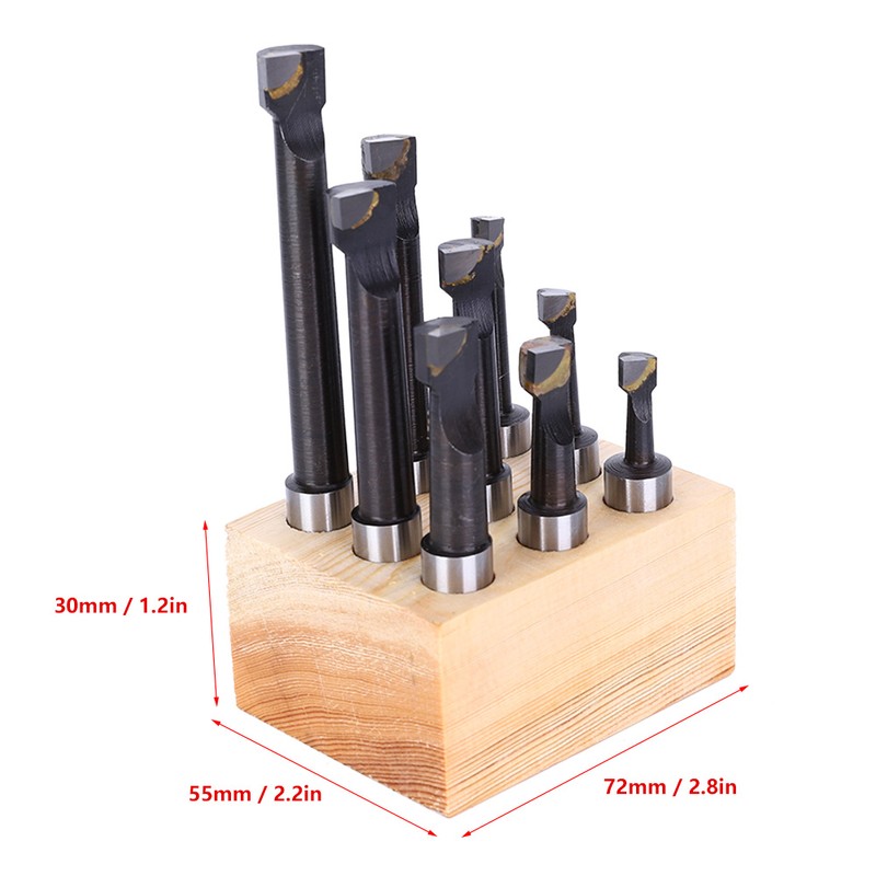 9Pcs Boring Bar Set 12mm F1 Type High Speed Steel