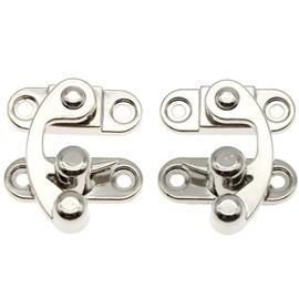 1 Pair Antique Hook Hasp Latch Left Right Mini Swing Arm Clasp Latch Vintage Style Zinc Alloy Hook Latch with Mounting Screws [FDXGYH,Silver]