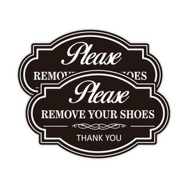 2PCS Remove Your Shoes Sign, Self-Adhesive Durable No Shoes Sticker Decals, Please Take Your Shoes Off Sign, Leave Shoes for Front Door, Home, Offices（5.5" x 3.4"）