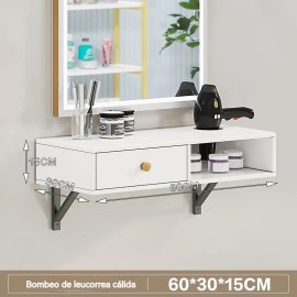 Muebles Para Barbería Con Cajón Mesa Flotante Pared 15cm Blanco