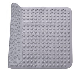 Shower Mat, 48 x 48 cm Shower Mat, Non-Slip Mat with Suction Cups, Massage Shower Mat, Non-Slip for Saunas, Shower Rooms, Machine Washable, Square, Grey