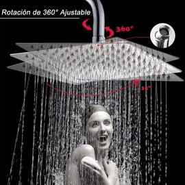 INGEQUIS Cabeza de Ducha de Lluvia de Alta Presión, Regadera Cuadrado de Acero Inoxidable, Cabezal de Ducha de Lluvia Ultra fina con Montaje Fijo, Ahorro de Agua